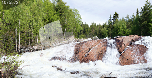 Image of Panoramic photo of a waterfall  (summer)
