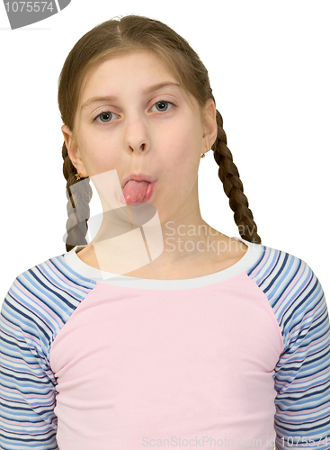 Image of Young girl to put out one's tongue