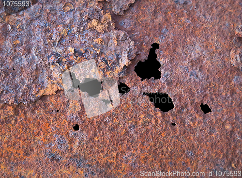 Image of Steel rotten sheet with through corrosion