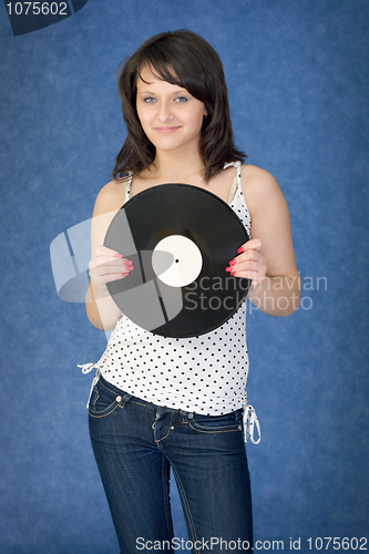 Image of Portrait of the girl with a phonograph record