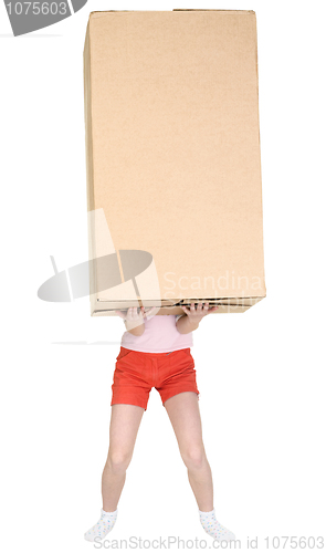 Image of Child holds a huge box