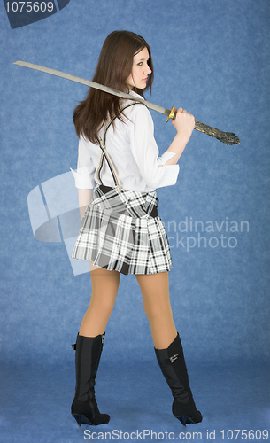 Image of Beautiful girl with the Japanese sword