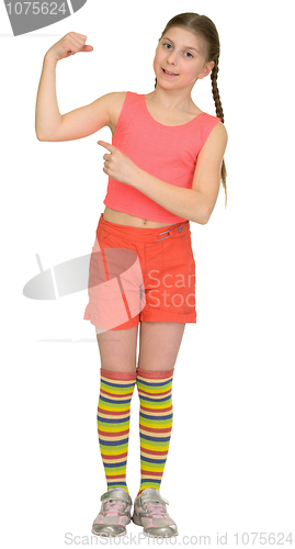 Image of Girl in sportswear on a white background