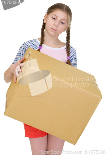 Image of Teeneger girl hold cardboard box