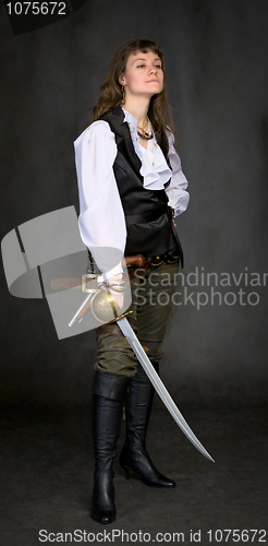 Image of Woman - pirate with a sabre in hands
