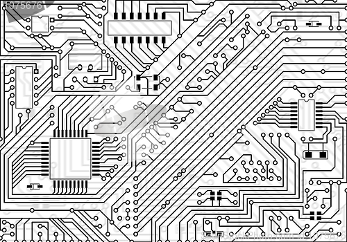 Image of Hi-tech industrial electronic black - white background