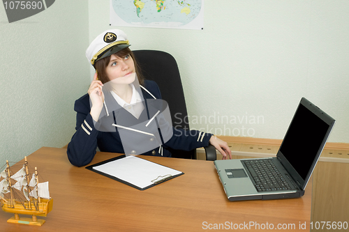 Image of Girl in a sea uniform