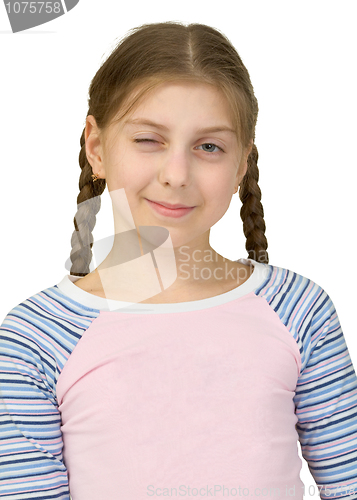 Image of Young girl wink at us