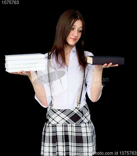 Image of Schoolgirl with books in hands