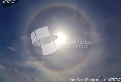Image of Halo around of the sun in the sky