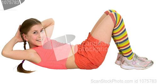 Image of girl does sports exercises