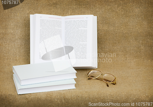 Image of Still-life from eyeglasses and books