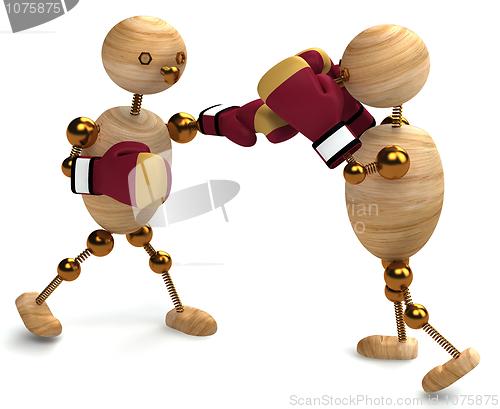 Image of Boxing of two wood mans