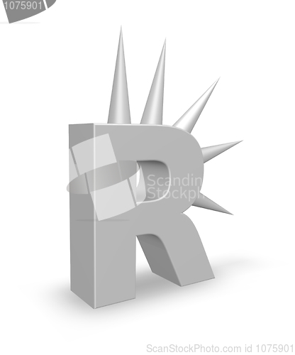 Image of letter r with prickles