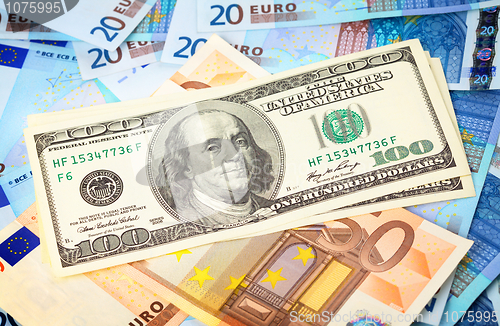 Image of Dollars on top of Euro