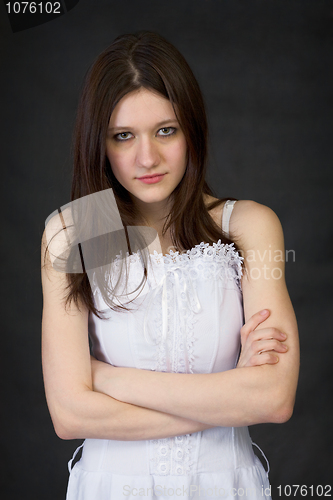 Image of Portrait frowned serious girl