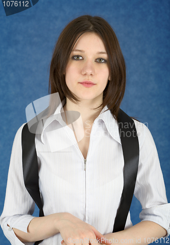 Image of Young woman with a black ribbon