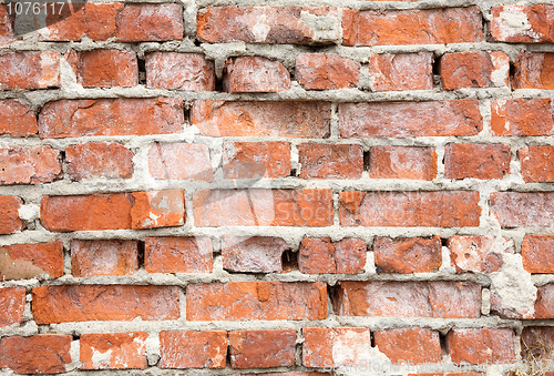 Image of Destroyed wall from a red brick background