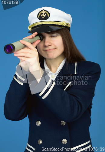 Image of Portrait of the woman - captain with spyglass
