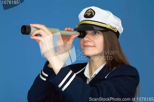 Image of Portrait of the woman - captain with telescope