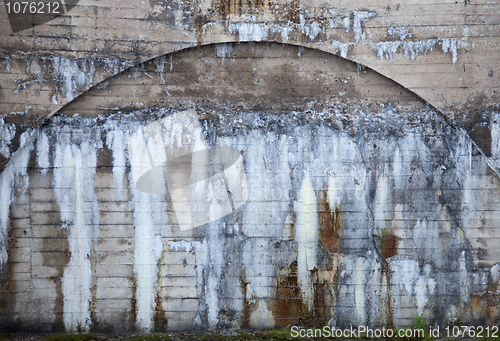 Image of Fragment of the ancient grown mouldy concrete building