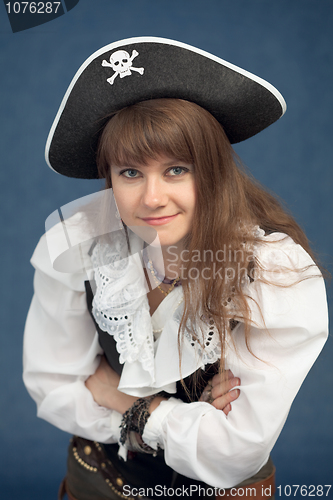 Image of Portrait of pirate woman in hat