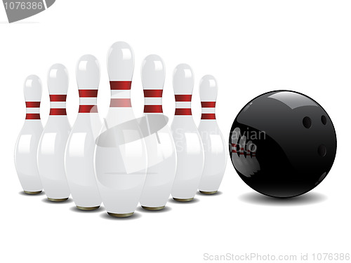 Image of Bowling ball and pins 