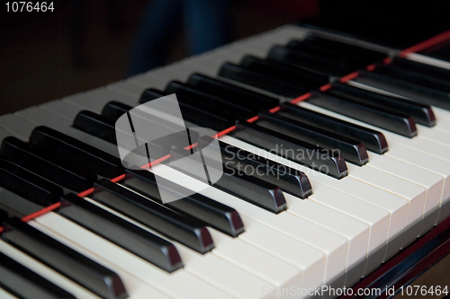 Image of Grand piano keyboard close up