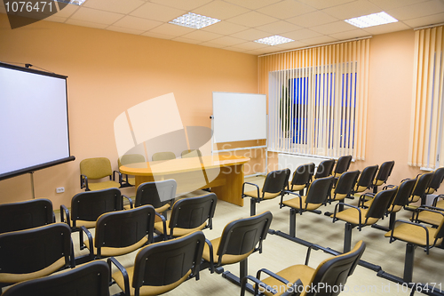 Image of Modern interior of a conference hall in pink tones