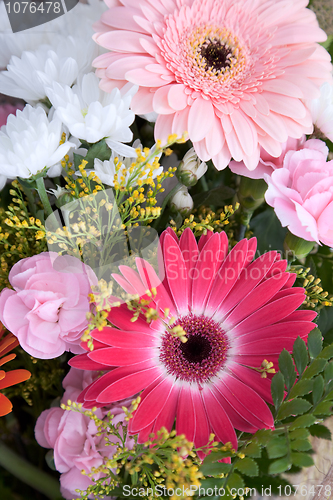 Image of Big bouquet with chrysanthemums for a celebratory card