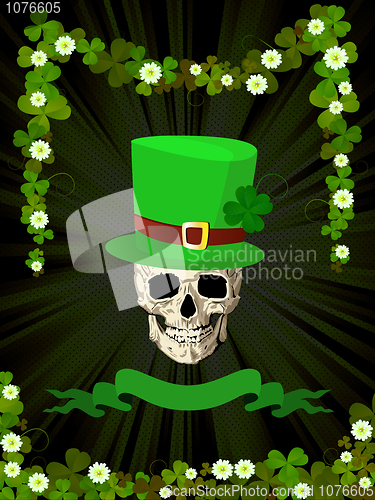 Image of St.Patrick skull and clovers