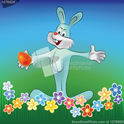 Image of easter background rabbit with egg