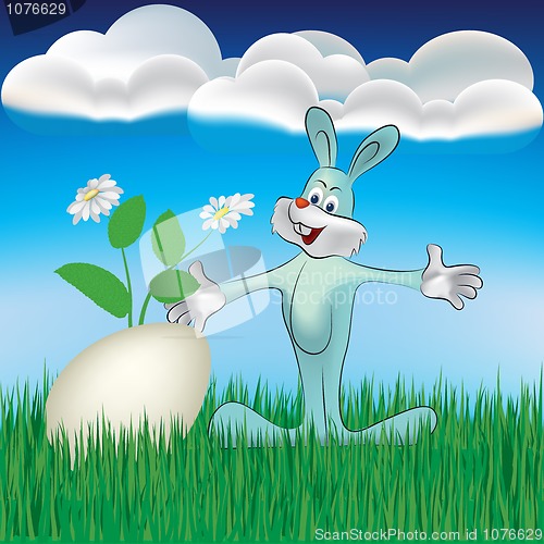 Image of Holiday background easter rabbit with egg