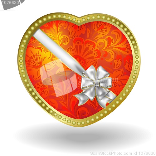 Image of red heart with red floral ornament 