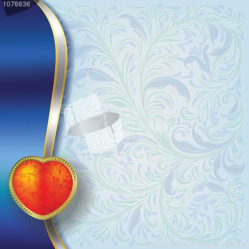 Image of valentines greeting with heart on blue