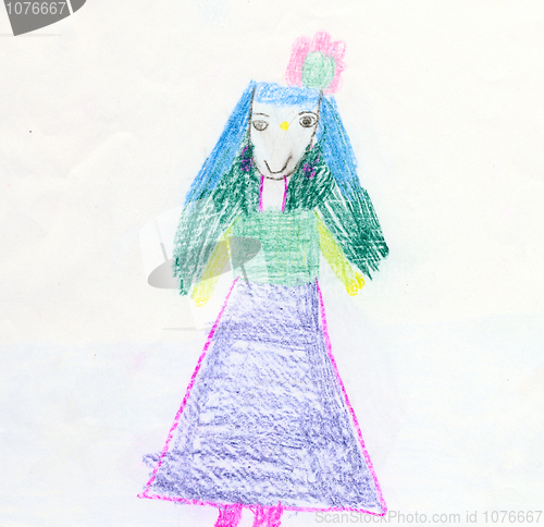 Image of Color drawing made the child - Girl