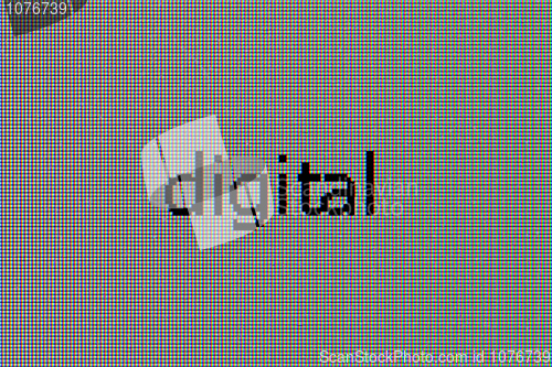 Image of Matrix of the LCD monitor with word - digital