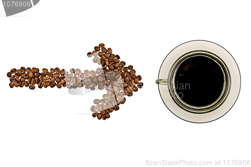 Image of Arrow from the coffee beans with a cup