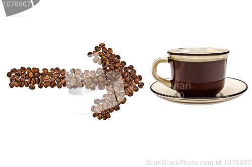 Image of Arrow from the coffee beans with a cup of drink
