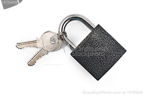 Image of Black padlock with keys