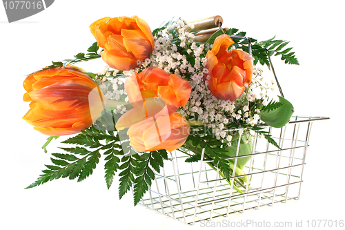 Image of tulips in a basket