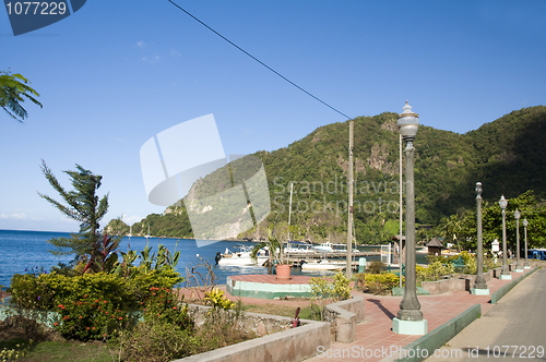 Image of Waterfront Park Harbor Soufriere St. Lucia Caribbean
