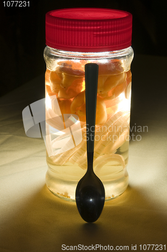 Image of chilera vinagra in jar typical spice Central America