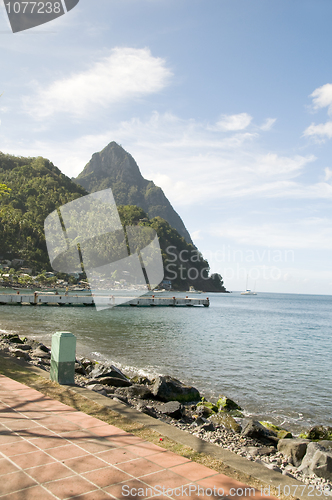 Image of Waterfront Park Harbor Soufriere St. Lucia Caribbean