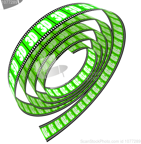 Image of 3d film rolled  down