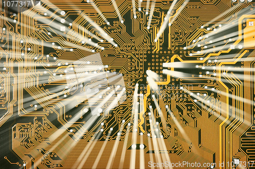 Image of Electronic golden circuit board with shine