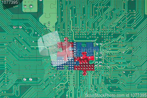 Image of Abstract green circuit board puzzle background