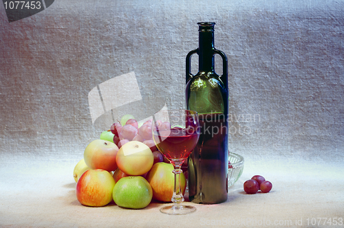 Image of Still-life with wine and fruits