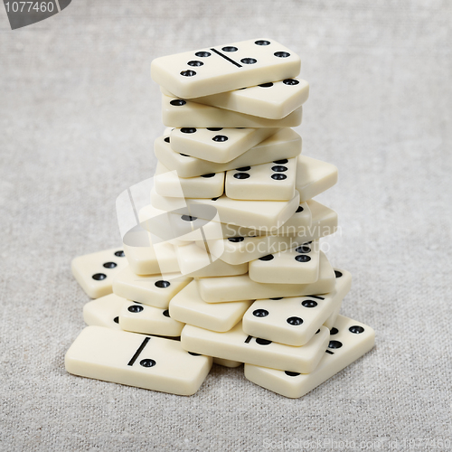 Image of Big heap of ancient counters of dominoes