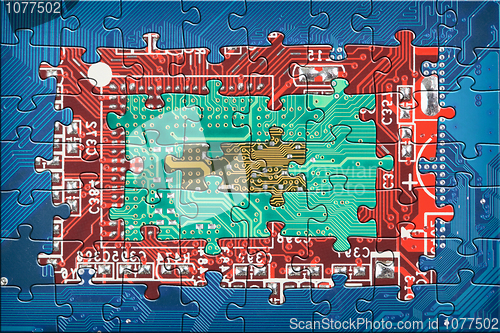 Image of Abstract multicolor circuit board puzzle background